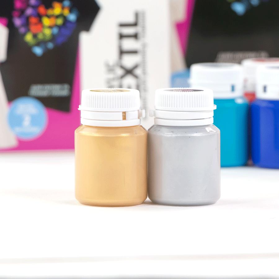 ROSA Talent HEART Fabric Paint Set, 24 Colours x 20ml, Includes Gold & Silver Metallics