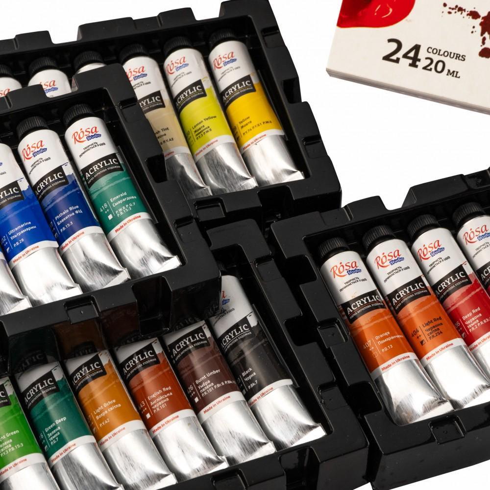 Rosa Studio Acrylic Paint Set, 18-24 Colours 20Ml Tubes, Artist Quality Canvas Painting Supplies