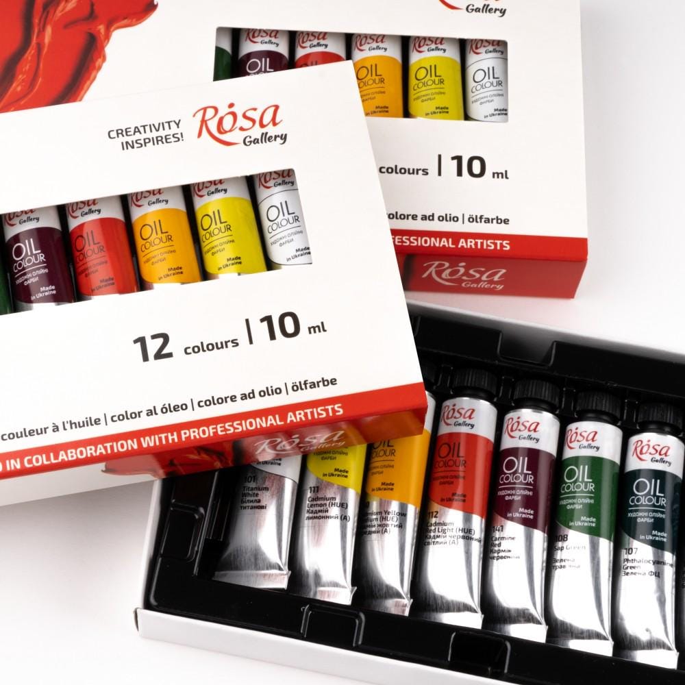 ROSA Gallery Oil Paint Set, 12 Colours, 10ml Tubes, Beginner Artist Gift, Made in Ukraine