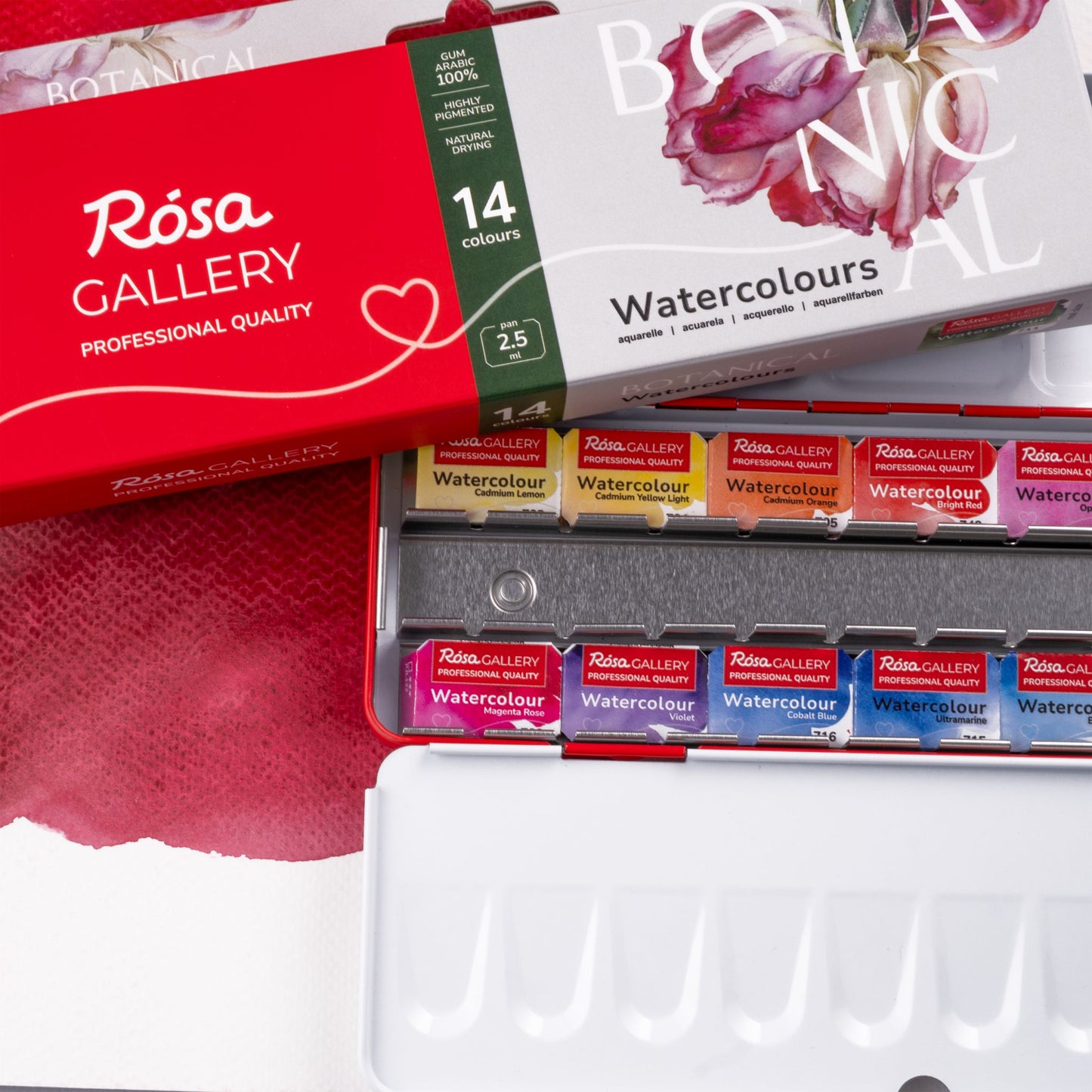 ROSA Gallery Botanical Watercolour Sets — Full Pans, Indigo Metal Case, Ukrainian Artist Edition
