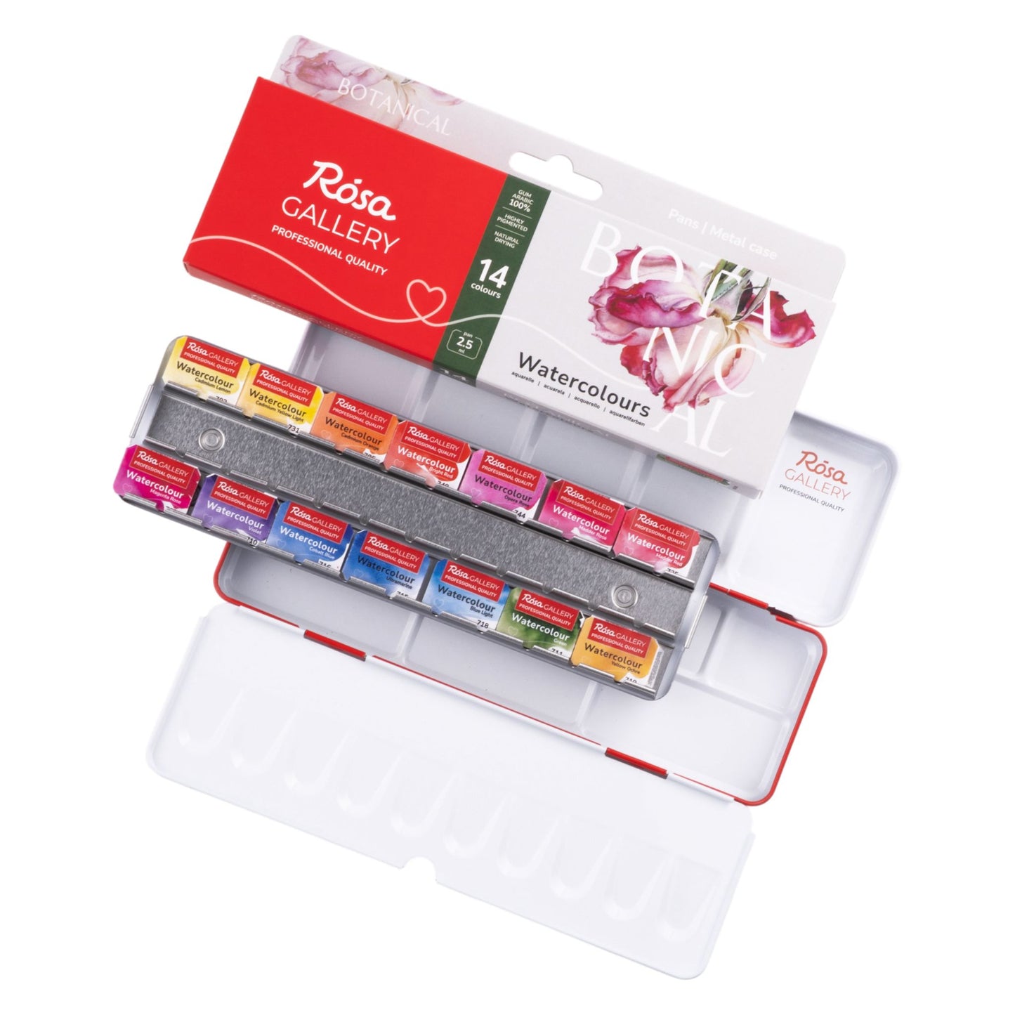 ROSA Gallery Botanical Watercolour Sets — Full Pans, Indigo Metal Case, Ukrainian Artist Edition