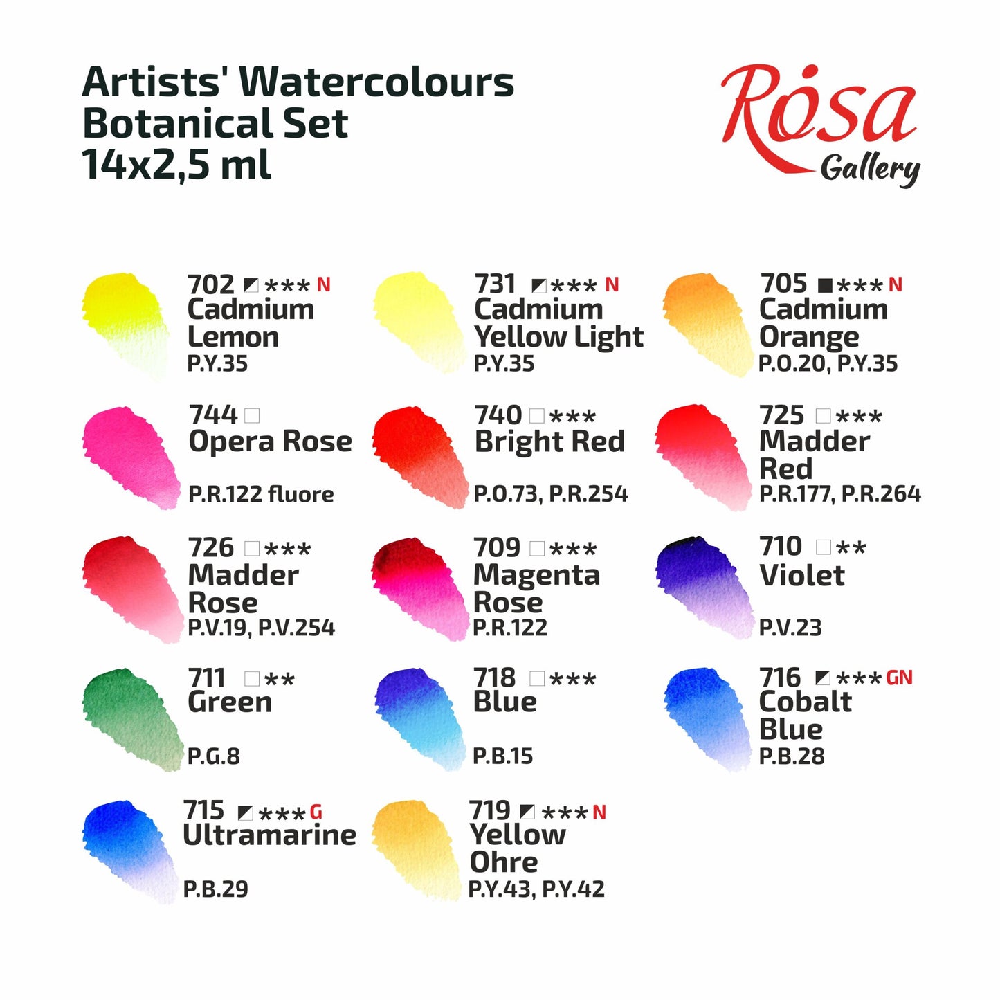 ROSA Gallery Botanical Watercolour Sets — Full Pans, Indigo Metal Case, Ukrainian Artist Edition