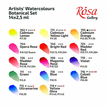 ROSA Gallery Botanical Watercolour Sets — Full Pans, Indigo Metal Case, Ukrainian Artist Edition
