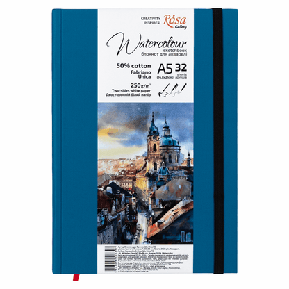 ROSA Gallery Watercolour Sketchbook A5 — 50% Cotton Italian Paper, Hardcover
