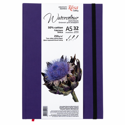 ROSA Gallery Watercolour Sketchbook A5 — 50% Cotton Italian Paper, Hardcover