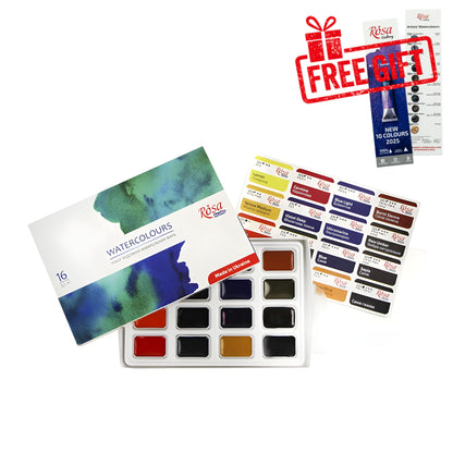 ROSA Studio Watercolour Paint Set — 16, 24 or 32 Colours, 2.5ml Full Pans, Beginner Artist Gift