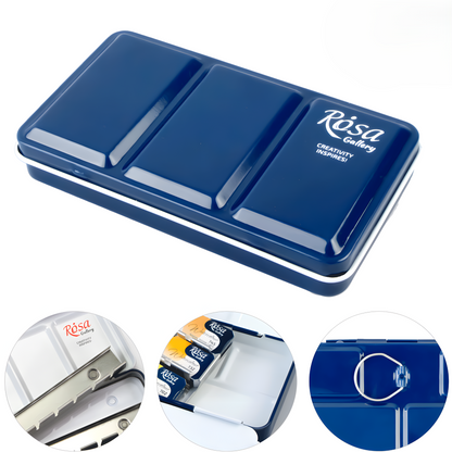 ROSA Gallery Empty Watercolour Case — 12, 21 or 35 Pans, Indigo Metal, Build Your Own Palette