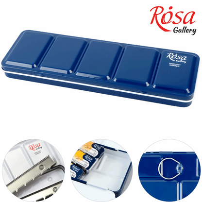 ROSA Gallery Empty Watercolour Case — 21 or 35 Pans, Indigo Metal, Build Your Own Palette
