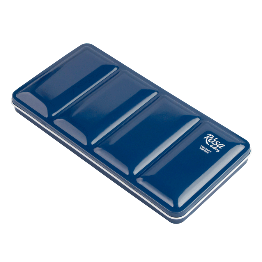 ROSA Gallery Empty Watercolour Case — 21 or 35 Pans, Indigo Metal, Build Your Own Palette