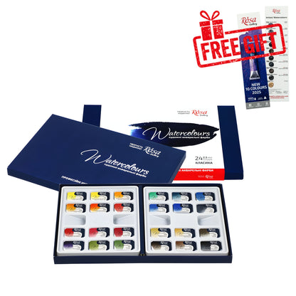 ROSA Gallery Classic Watercolour Set, 12 or 24 Colours, Cardboard Case, Professional Artist Gift, Ukraine