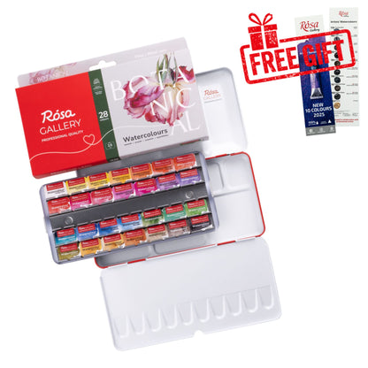 ROSA Gallery Botanical Watercolour Sets — Full Pans, Indigo Metal Case, Ukrainian Artist Edition