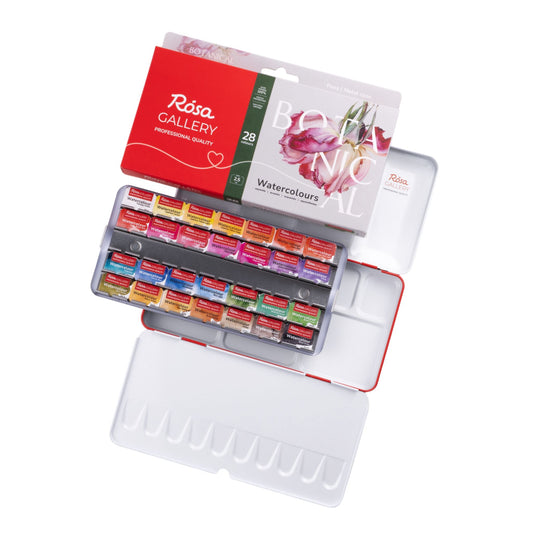 ROSA Gallery Botanical Watercolour Sets — Full Pans, Indigo Metal Case, Ukrainian Artist Edition