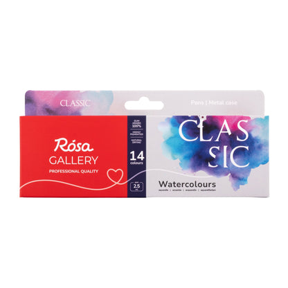 ROSA Gallery Classic Watercolour Set — 14, 28 or 35 Full Pans, Indigo Metal Case