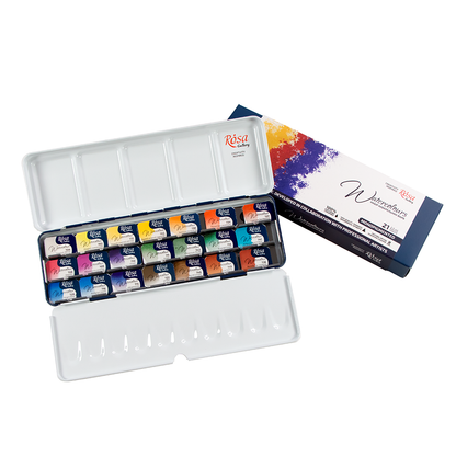 ROSA Gallery Monopigmented Watercolour Set — 21 Full Pans, Indigo Metal Case
