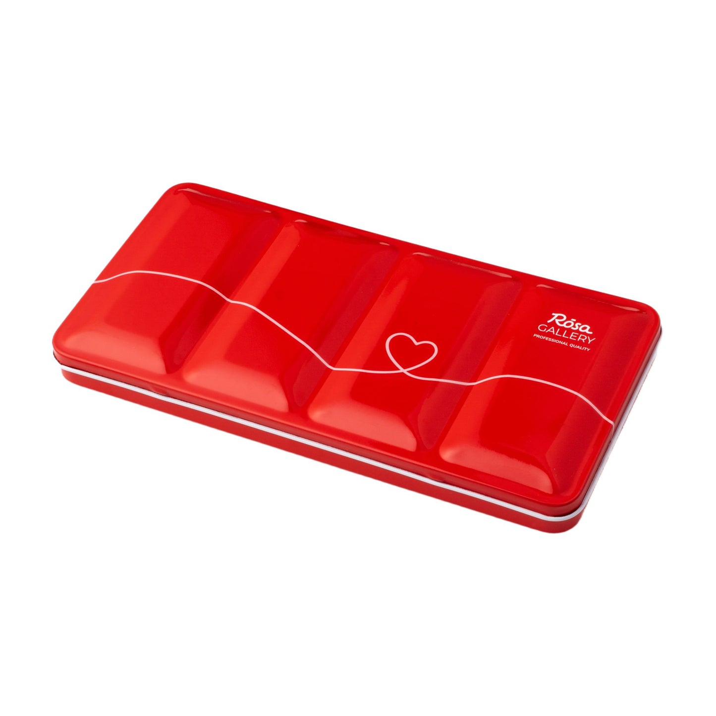 ROSA Gallery Empty Watercolour Tin Red – Metal Palette Case for 21 or 35 Full Pans, Professional Ukrainian Art Supplies, Gift for Artist