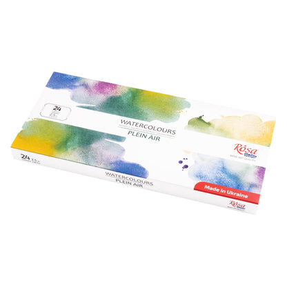 ROSA Studio Plein Air Watercolour Set, 16 or 24 Colours, 2.5ml Pans, Cardboard, Made in Ukraine