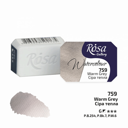 ROSA Gallery Watercolour Full Pan 2.5ml — Single Artist Grade Colour, Open Stock, Made in Ukraine