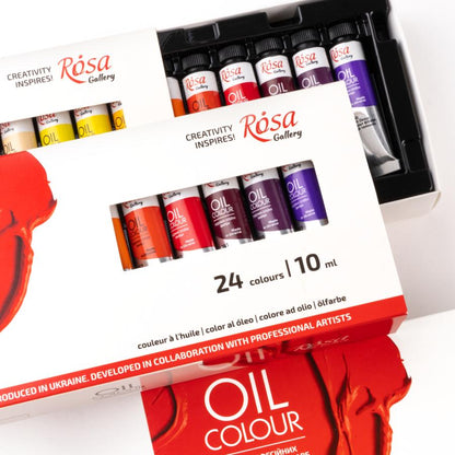 ROSA Gallery Oil Paint Set, 24 Colours, 10ml Tubes, Artist Gift, Made in Ukraine