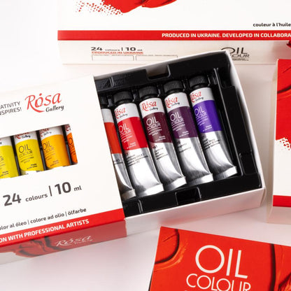 ROSA Gallery Oil Paint Set, 24 Colours, 10ml Tubes, Artist Gift, Made in Ukraine