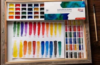 ROSA Studio Watercolour Paint Set — 16, 24 or 32 Colours, 2.5ml Full Pans, Beginner Artist Gift