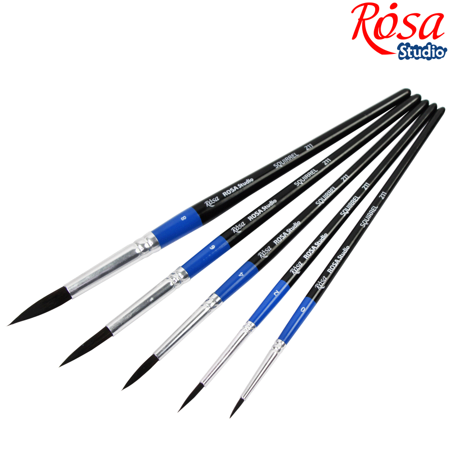 ROSA Studio Squirrel Hair Round Watercolour Brush Set | Professional Artist Paintbrushes | Wooden Handle | Gift for Painters