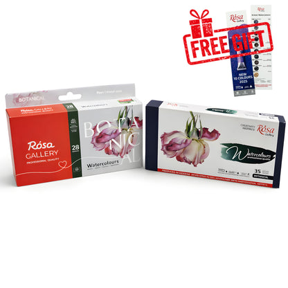 ROSA Gallery Botanical Watercolour Sets — Full Pans, Indigo Metal Case, Ukrainian Artist Edition