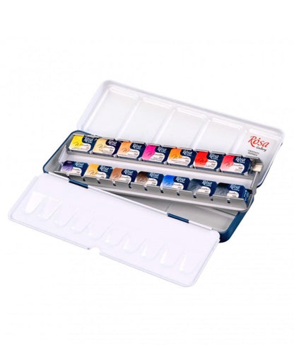 ROSA Gallery Portrait Watercolour Set, 14 Colours, Skin Tone Palette, Metal Tin, Artist Gift