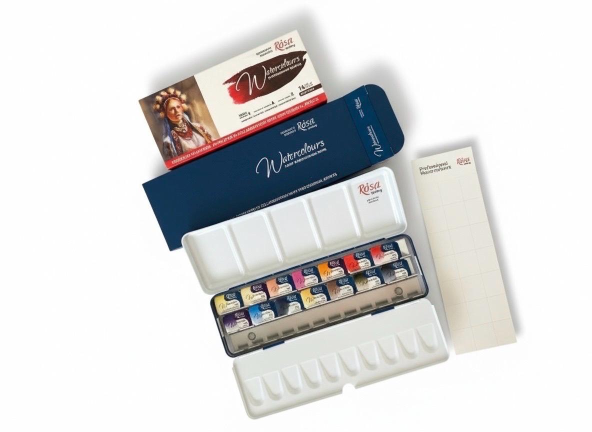 ROSA Gallery Portrait Watercolour Set, 14 Colours, Skin Tone Palette, Metal Tin, Artist Gift