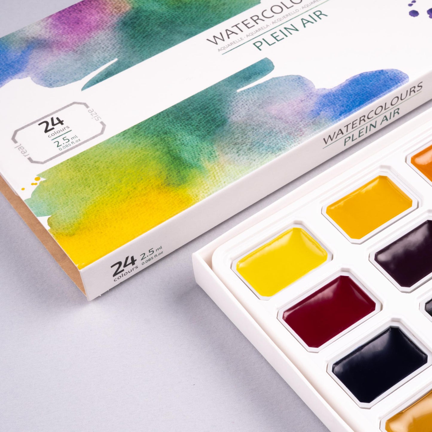 ROSA Studio Plein Air Watercolour Set, 16 or 24 Colours, 2.5ml Pans, Cardboard, Made in Ukraine