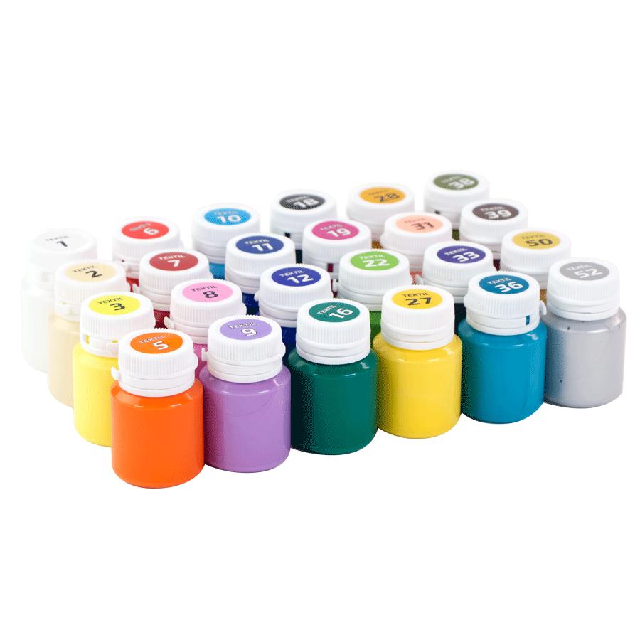 ROSA Talent HEART Fabric Paint Set, 24 Colours x 20ml, Includes Gold & Silver Metallics