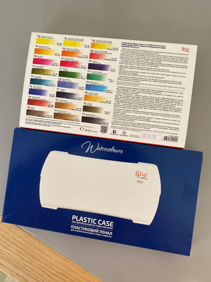 ROSA Gallery Classic Watercolour Set — 24 Full Pans 2.5ml, Plastic Travel Case, Professional Artist