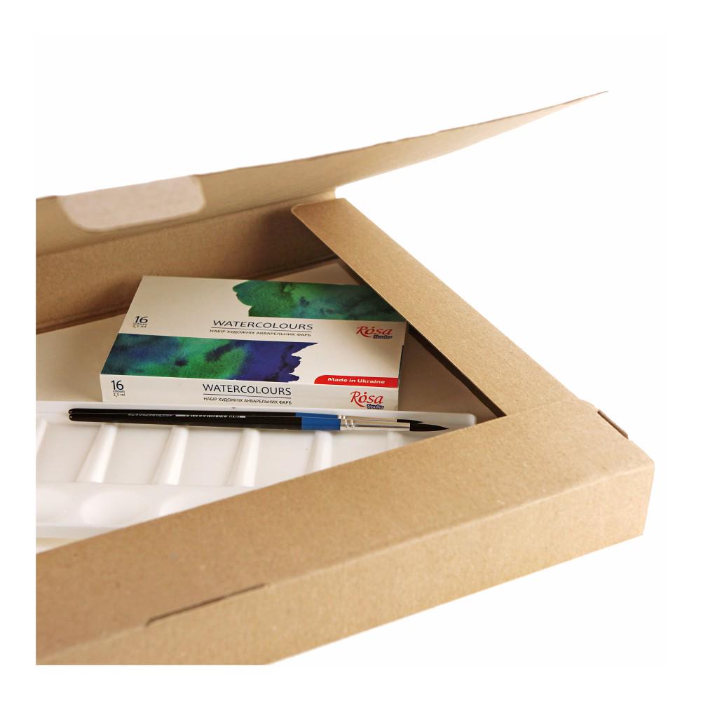 Watercolour Starter Kit 16 Pans, Brushes Paper Palette, Beginner Painting Set ROSA Studio