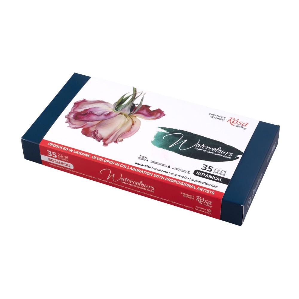 ROSA Gallery Botanical Watercolour Set — 35 Full Pans, Metal Case, Ukrainian Artist Edition