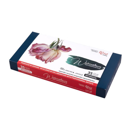 ROSA Gallery Botanical Watercolour Set — 35 Full Pans, Metal Case, Ukrainian Artist Edition