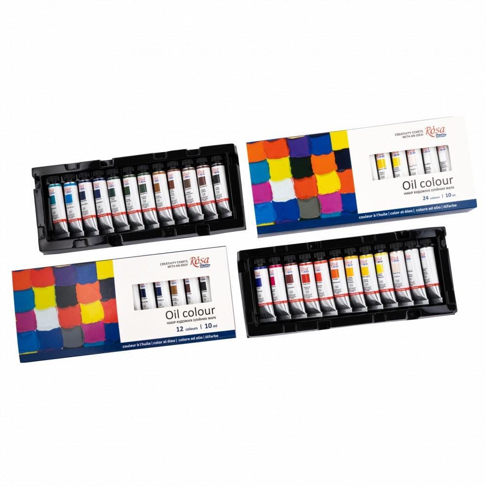 ROSA Studio Oil Paint Starter Set — 24 Colours 10ml Tubes, Beginner Oil Painting Kit, Made Ukraine
