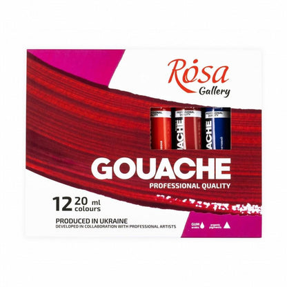 ROSA Gallery Professional Gouache Paint Set — 6 or 12 Colours, 20ml Aluminium Tubes, Ukraine