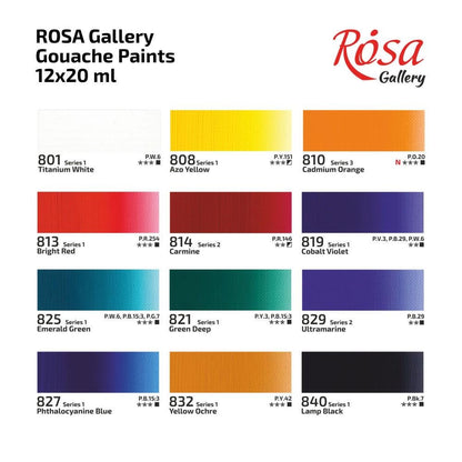 ROSA Gallery Professional Gouache Paint Set — 6 or 12 Colours, 20ml Aluminium Tubes, Ukraine