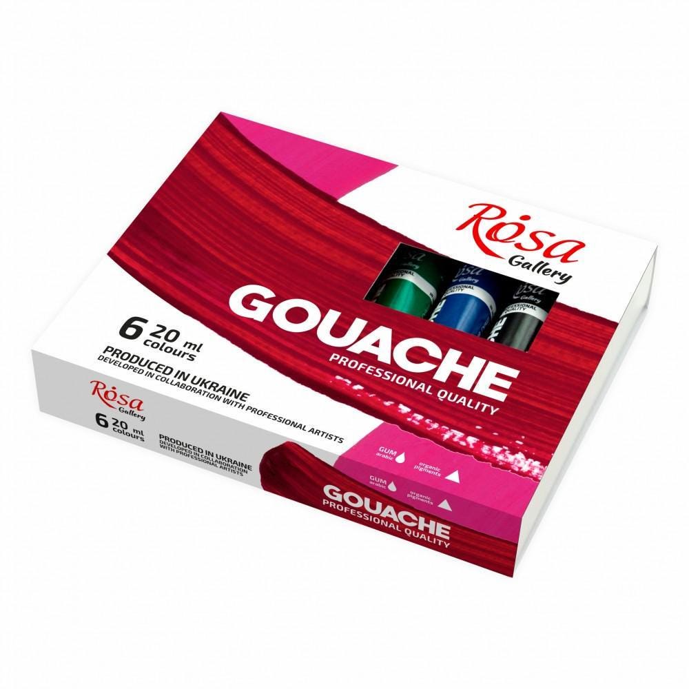 ROSA Gallery Professional Gouache Paint Set — 6 or 12 Colours, 20ml Aluminium Tubes, Ukraine