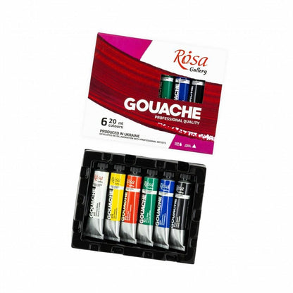 ROSA Gallery Professional Gouache Paint Set — 6 or 12 Colours, 20ml Aluminium Tubes, Ukraine