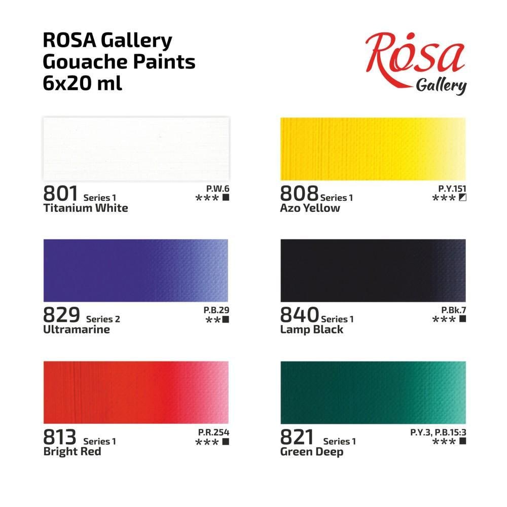 ROSA Gallery Professional Gouache Paint Set — 6 or 12 Colours, 20ml Aluminium Tubes, Ukraine
