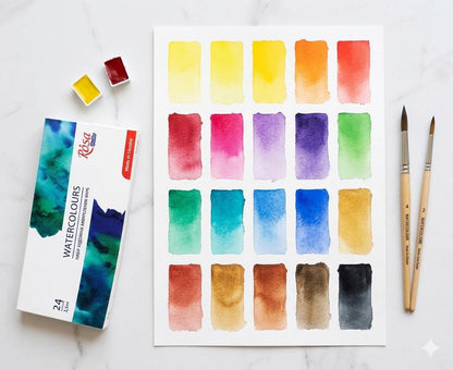 Watercolour paint swatches 24 colours ROSA Studio artist set
