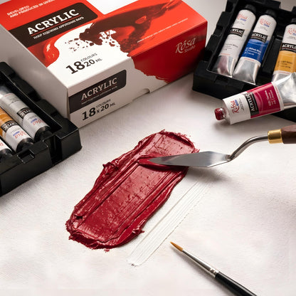 Rosa Studio Acrylic Paint Set, 18-24 Colours 20Ml Tubes, Artist Quality Canvas Painting Supplies