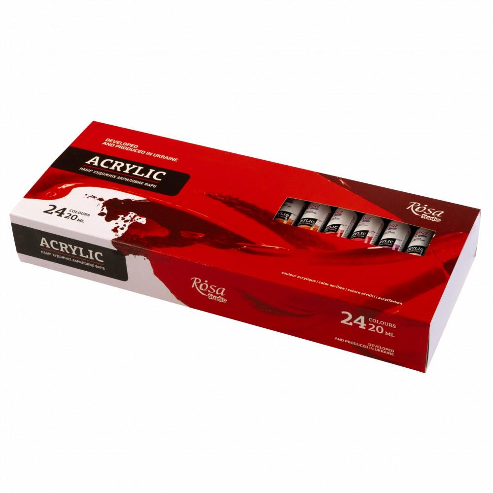 Rosa Studio Acrylic Paint Set, 18-24 Colours 20Ml Tubes, Artist Quality Canvas Painting Supplies