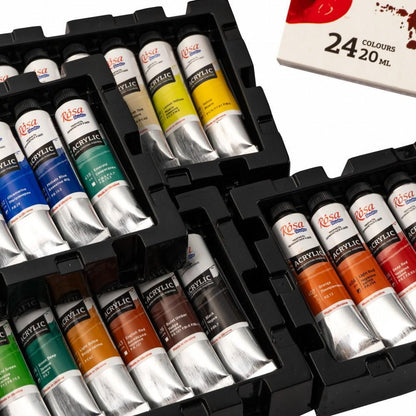 Rosa Studio Acrylic Paint Set, 18-24 Colours 20Ml Tubes, Artist Quality Canvas Painting Supplies