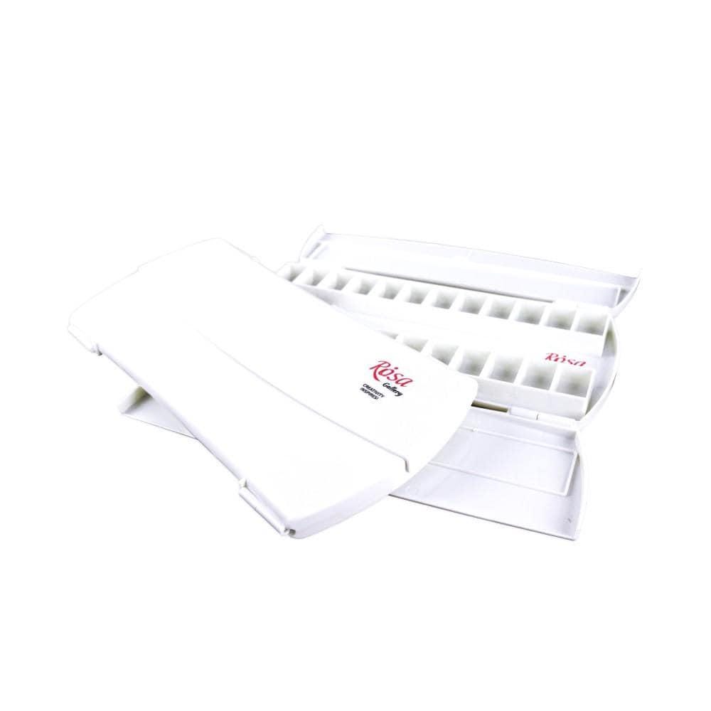 ROSA Gallery Watercolour Palette Case — 24 Deep Wells, Plastic, For Pans & Tubes, Artist Grade UK