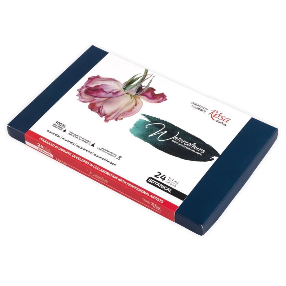 Rosa Gallery Botanical Watercolour Set 24 Full Pans, Transparent Single Pigment, Artist Gift Uk