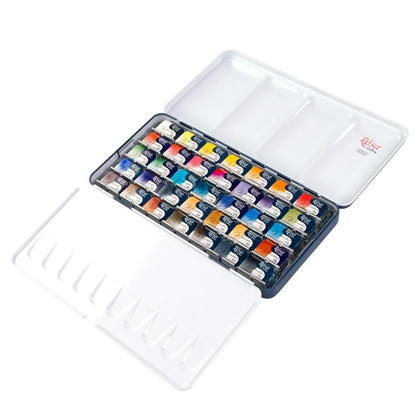 ROSA Gallery Classic Watercolour Set — 35 Full Pans 2.5ml, Indigo Metal Case, Professional Artist