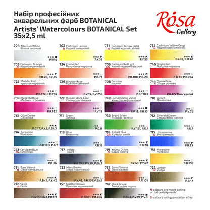 ROSA Gallery Botanical Watercolour Set — 35 Full Pans, Metal Case, Ukrainian Artist Edition