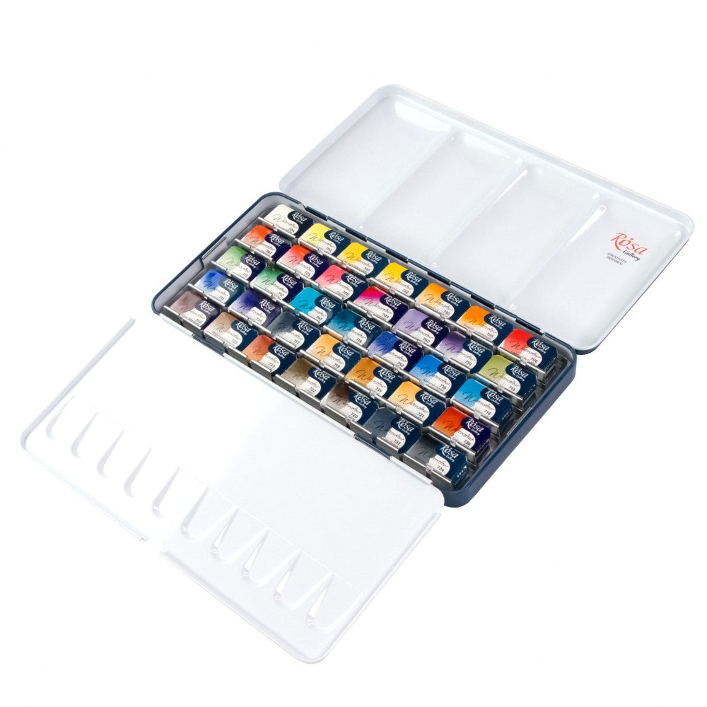 ROSA Gallery Classic Watercolour Set — 14, 28 or 35 Full Pans, Indigo Metal Case