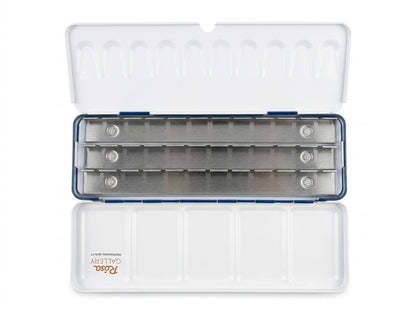 ROSA Gallery Empty Watercolour Case — 12, 21 or 35 Pans, Indigo Metal, Build Your Own Palette